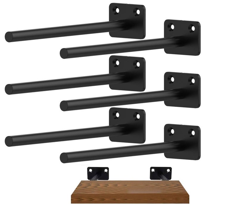 Wengus Floating Shelf Brackets, 8 inch Hidden Shelf Brackets Heavy Duty Blind Shelf Support, 150LBS Load Capacity, 6 Pack Floating Shelf Hardware for DIY Wood Wall Floating Shelves - Image 1
